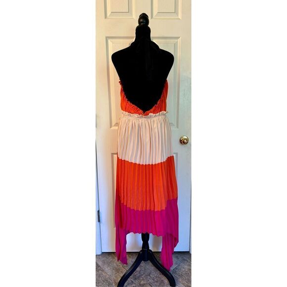 NWT Strut & Bolt Los Angeles Accordion High & Low Self-Tie Halter Neck Dress L - Picture 5 of 12